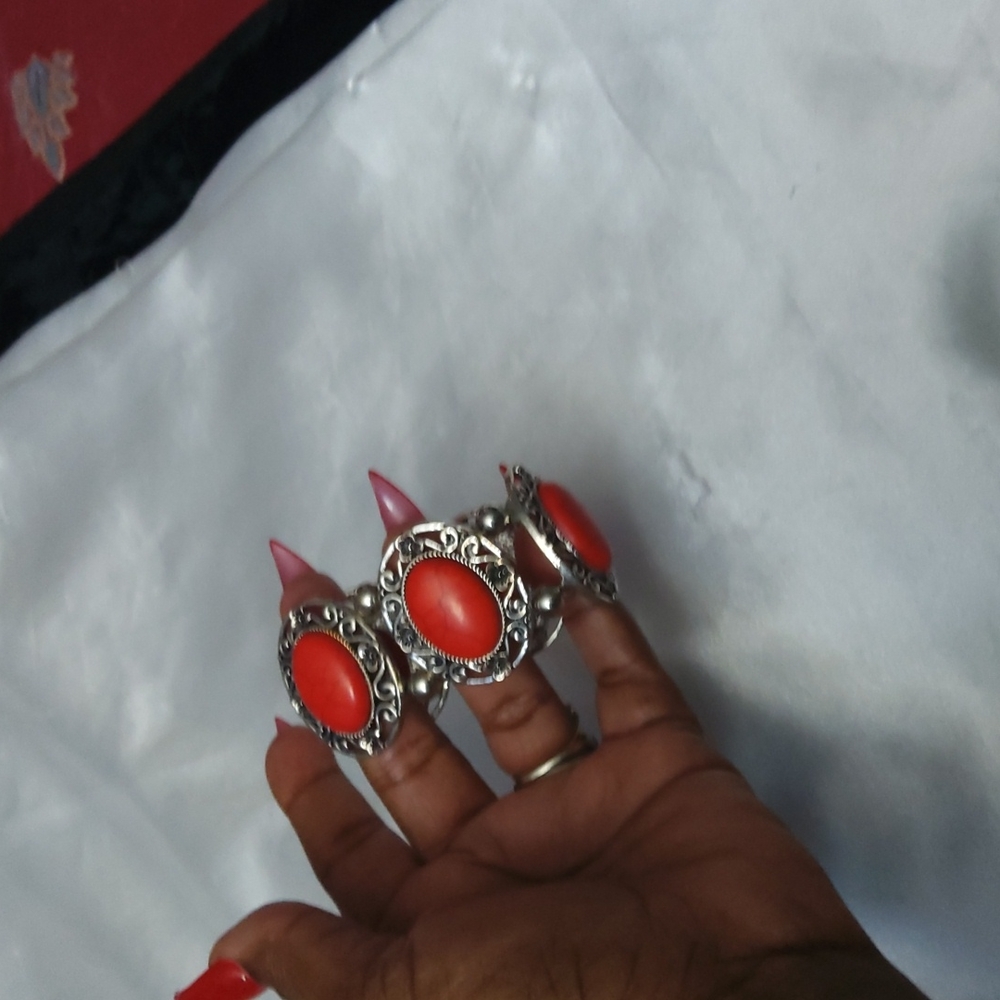 Silver & Red bracelet NWOT